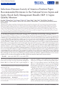 Cover page: Infectious Diseases Society of America Position Paper: Recommended Revisions to the National Severe Sepsis and Septic Shock Early Management Bundle (SEP-1) Sepsis Quality Measure