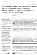 Cover page: Do Gestational Obesity and Gestational Diabetes Have an Independent Effect on Neonatal Adiposity? Results of Mediation Analysis from a Cohort Study in South India