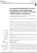 Cover page: Decreased Self-Appraisal Accuracy on Cognitive Tests of Executive Functioning Is a Predictor of Decline in Mild Cognitive Impairment