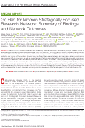 Cover page: Go Red for Women Strategically Focused Research Network: Summary of Findings and Network Outcomes
