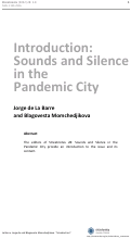 Cover page: Introduction: Sounds and Silence in the Pandemic City