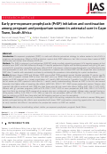 Cover page: Early pre-exposure prophylaxis (PrEP) initiation and continuation among pregnant and postpartum women in antenatal care in Cape Town, South Africa.
