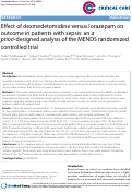 Cover page: Effect of dexmedetomidine versus lorazepam on outcome in patients with sepsis: an a priori-designed analysis of the MENDS randomized controlled trial