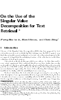 Cover page: On the use of the singular value decomposition for text retrieval