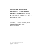 Cover page: Impact of Two-way Bilingual Elementary Programs on Students’ Attitudes Toward School and College