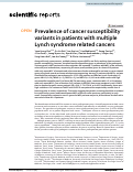 Cover page: Prevalence of cancer susceptibility variants in patients with multiple Lynch syndrome related cancers