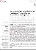 Cover page: Pre-operative MRI Radiomics for the Prediction of Progression and Recurrence in Meningiomas