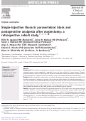 Cover page: Single-injection thoracic paravertebral block and postoperative analgesia after mastectomy: a retrospective cohort study