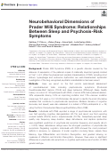 Cover page: Neurobehavioral Dimensions of Prader Willi Syndrome: Relationships Between Sleep and Psychosis-Risk Symptoms