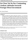 Cover page: So Close Yet So Far: Contrasting Andean Attitudes toward Foreign Direct Investment