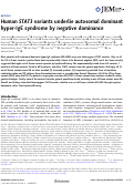 Cover page: Human STAT3 variants underlie autosomal dominant hyper-IgE syndrome by negative dominance