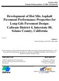 Cover page: Development of Hot Mix Asphalt Pavement Performance Properties for Long-Life Pavement Design: Caltrans District 4, Interstate-80 Solano County, California