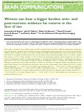 Cover page: Women can bear a bigger burden: ante- and post-mortem evidence for reserve in the face of tau