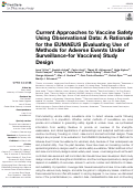 Cover page: Current Approaches to Vaccine Safety Using Observational Data: A Rationale for the EUMAEUS (Evaluating Use of Methods for Adverse Events Under Surveillance-for Vaccines) Study Design
