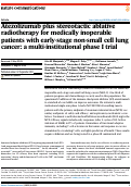 Cover page: Atezolizumab plus stereotactic ablative radiotherapy for medically inoperable patients with early-stage non-small cell lung cancer: a multi-institutional phase I trial