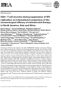 Cover page: CD4+ T cell recovery during suppression of HIV replication: an international comparison of the immunological efficacy of antiretroviral therapy in North America, Asia and Africa
