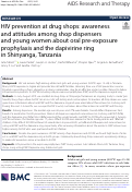 Cover page: HIV prevention at drug shops: awareness and attitudes among shop dispensers and young women about oral pre-exposure prophylaxis and the dapivirine ring in Shinyanga, Tanzania.