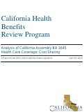 Cover page of Analysis of California Assembly Bill 1645 Health Care Coverage: Cost Sharing&nbsp;