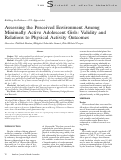 Cover page: Assessing the Perceived Environment among Minimally Active Adolescent Girls: Validity and Relations to Physical Activity Outcomes