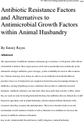 Cover page: Antibiotic Resistance Factors and Alternatives to Antimicrobial Growth Factors within Animal Husbandry