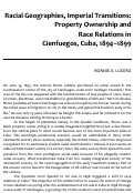 Cover page: Racial Geographies, Imperial Transitions: Property Ownership and Race Relations in Cienfuegos, Cuba, 1894–1899