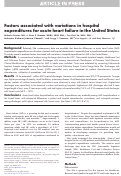 Cover page: Factors associated with variations in hospital expenditures for acute heart failure in the United States