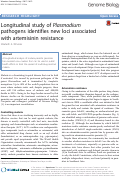 Cover page: Longitudinal study of Plasmodium pathogens identifies new loci associated with artemisinin resistance