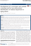 Cover page: Development of a curriculum and roadside screening tool for Law enforcement identification of medical impairment in aging drivers