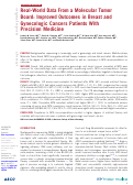 Cover page: Real-World Data From a Molecular Tumor Board: Improved Outcomes in Breast and Gynecologic Cancers Patients With Precision Medicine