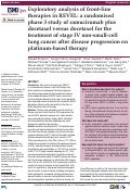 Cover page: Exploratory analysis of front-line therapies in REVEL: a randomised phase 3 study of ramucirumab plus docetaxel versus docetaxel for the treatment of stage IV non-small-cell lung cancer after disease progression on platinum-based therapy.