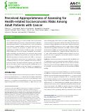 Cover page: Perceived appropriateness of assessing for health-related socioeconomic risks among adult patients with cancer