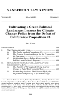 Cover page: Cultivating a Green Political Landscape: Lessons for Climate Change Policy from the Defeat of California’s Proposition 23