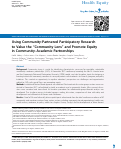 Cover page: Using Community-Partnered Participatory Research to Value the “Community Lens” and Promote Equity in Community–Academic Partnerships