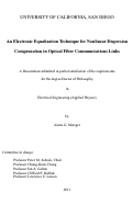 Cover page: An electronic equalization technique for nonlinear dispersion compensation in optical fiber communications links