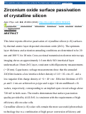 Cover page: Zirconium oxide surface passivation of crystalline silicon