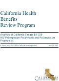 Cover page of &nbsp;Analysis of California Senate Bill 339 HIV Preexposure Prophylaxis and Postexposure Prophylaxis&nbsp;