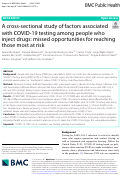 Cover page: A cross-sectional study of factors associated with COVID-19 testing among people who inject drugs: missed opportunities for reaching those most at risk