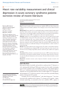 Cover page: Heart rate variability measurement and clinical depression in acute coronary syndrome patients: narrative review of recent literature.