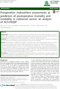 Cover page: Preoperative malnutrition assessments as predictors of postoperative mortality and morbidity in colorectal cancer: an analysis of ACS-NSQIP