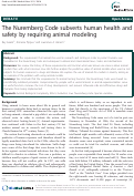 Cover page: The Nuremberg Code subverts human health and safety by requiring animal modeling