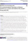 Cover page: Barriers to accessing care for cardiometabolic disorders in Malawi: partners as a source of resilience for people living with HIV.