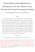 Cover page: Energy-Efficient Node Deployment in Heterogeneous Two-Tier Wireless Sensor Networks With Limited Communication Range