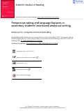 Cover page: Perspective taking and language features in secondary students’ text-based analytical writing