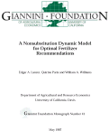 Cover page of Nonsubstitution Dynamic Model for Optimal Fertilizer Recommendations.