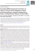 Cover page: Exceeding WHO Framework Convention on Tobacco Control (FCTC) Obligations: Nepal Overcoming Tobacco Industry Interference to Enact a Comprehensive Tobacco Control Policy.