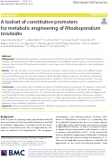 Cover page: A toolset of constitutive promoters for metabolic engineering of Rhodosporidium toruloides