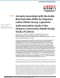 Cover page: Variants Associated with the Ankle Brachial Index Differ by Hispanic/Latino Ethnic Group: a genome-wide association study in the Hispanic Community Health Study/Study of Latinos