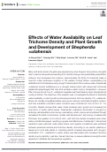 Cover page: Effects of Water Availability on Leaf Trichome Density and Plant Growth and Development of Shepherdia ×utahensis