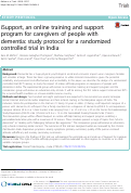 Cover page: iSupport, an online training and support program for caregivers of people with dementia: study protocol for a randomized controlled trial in India