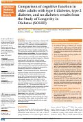 Cover page: Comparison of cognitive function in older adults with type 1 diabetes, type 2 diabetes, and no diabetes: results from the Study of Longevity in Diabetes (SOLID)
